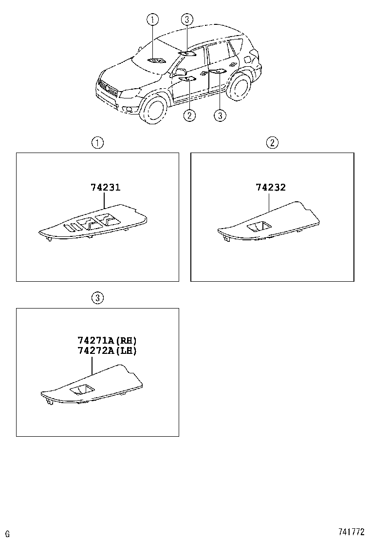 74232-42140 PANEL, FRONT ARMREST BASE, UPPER LH product image