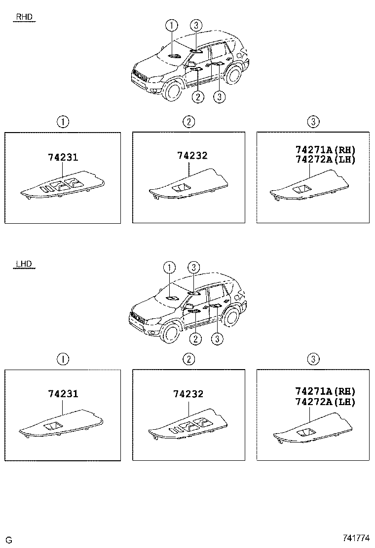 74271-42010-B0 PANEL, REAR DOOR ARMREST BASE, UPPER RH product image