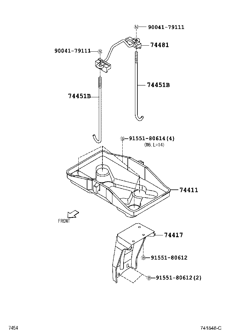 Toyota 74401-B4010 BRACKET, BATTERY CARRIER