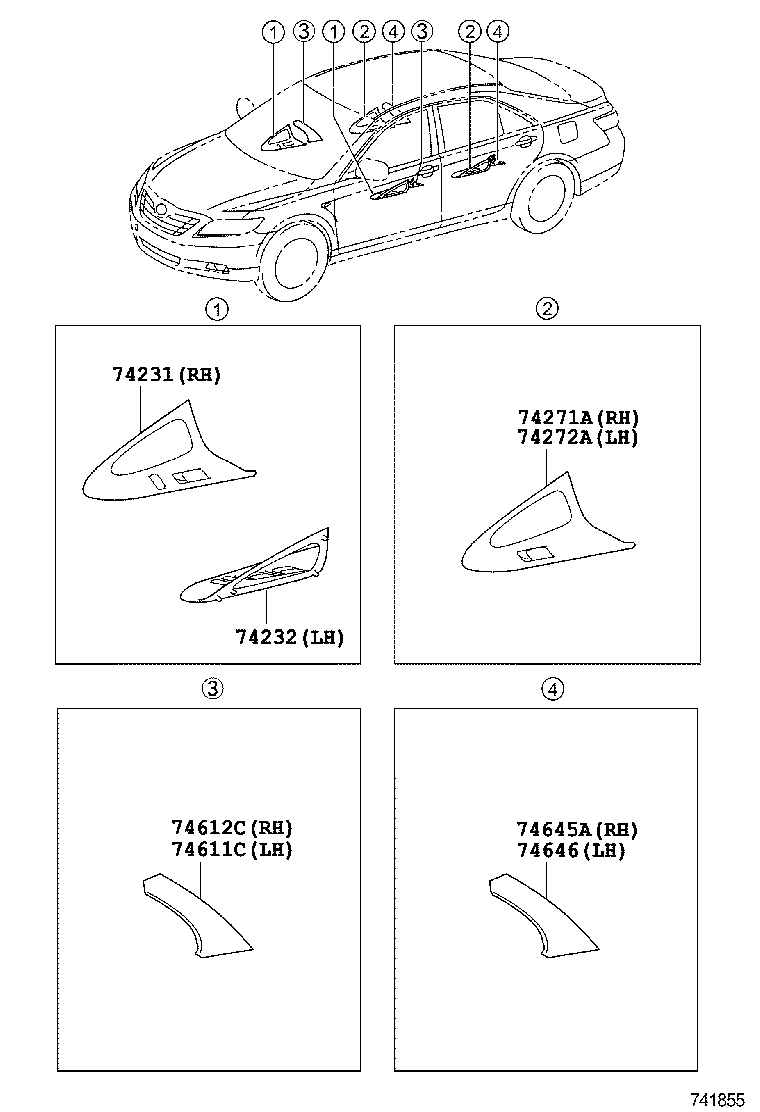 Toyota 74336-33020 CLIP, VISOR ARM SET