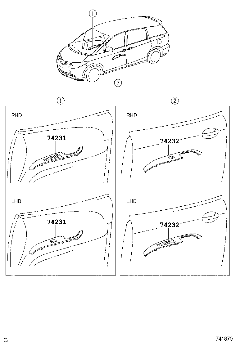 74232-28530 PANEL, FRONT ARMREST BASE, UPPER LH product image