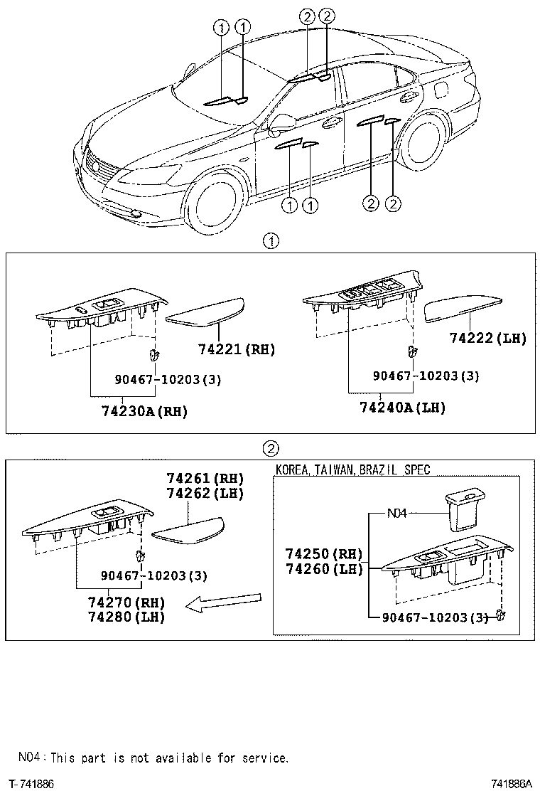Toyota 74261-33050-C0 COVER, REAR DOOR ARMREST, RH