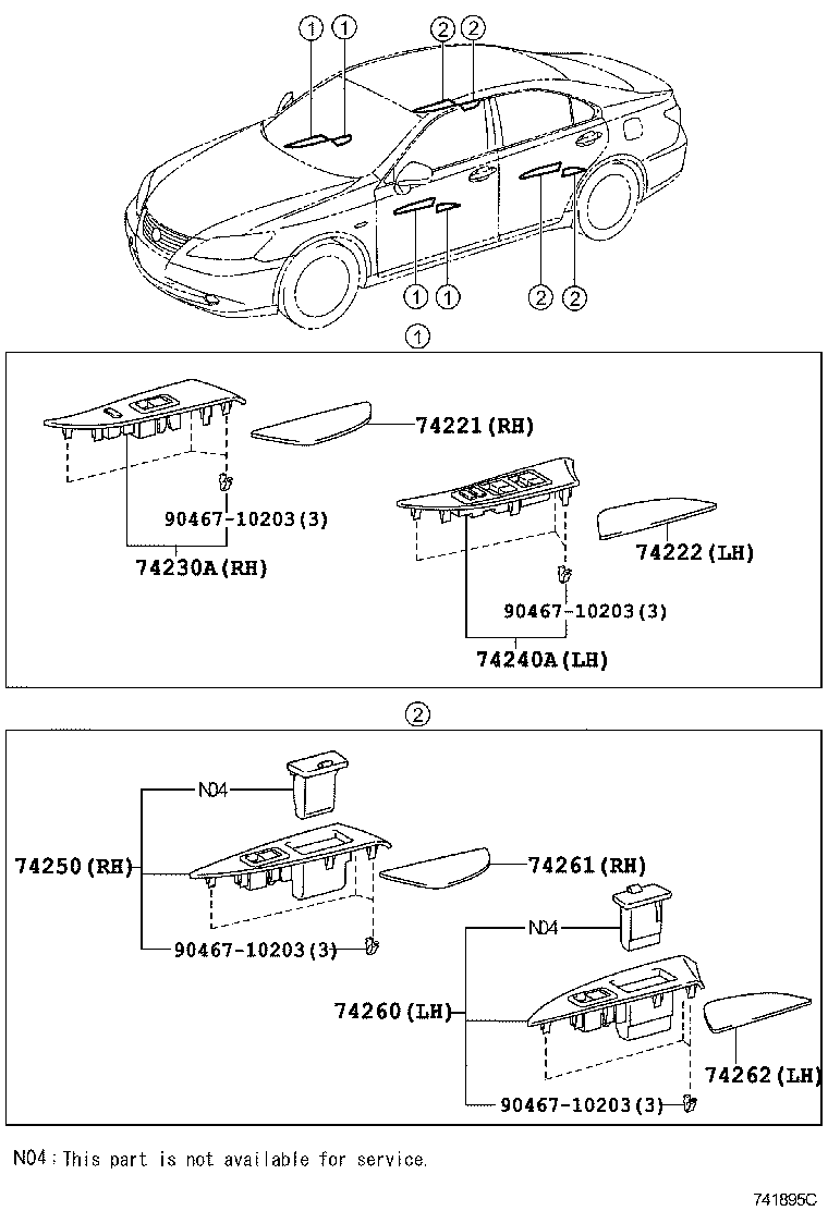 74262-33040-B0 COVER, REAR DOOR ARMREST, LH product image