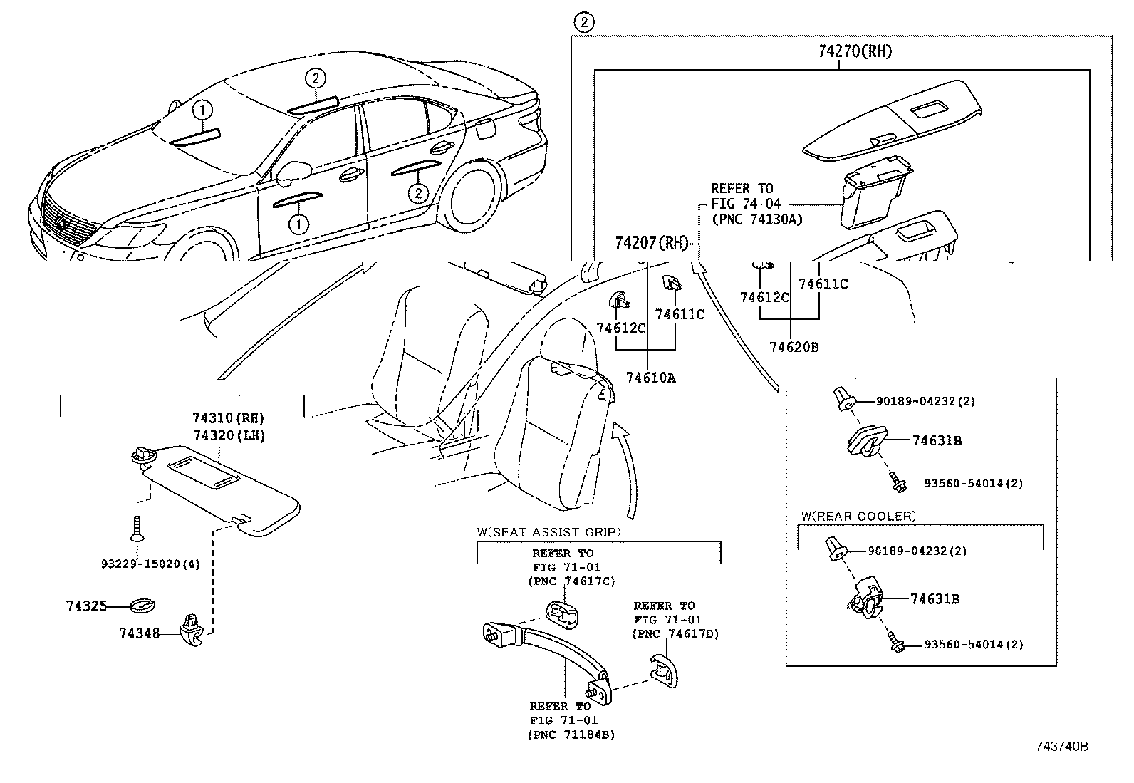 Toyota 74233-50070 PANEL, FRONT DOOR ARMREST BASE, LOWER RH