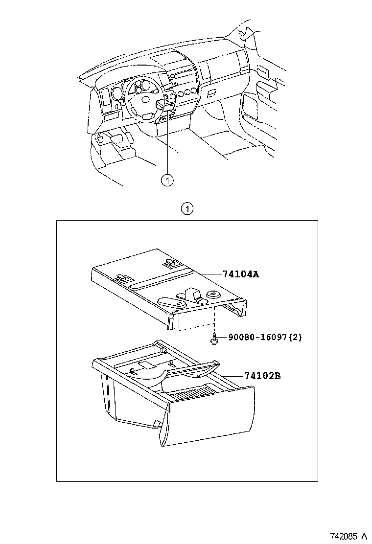 74102-0C040 BOX SUB-ASSY, FRONT ASH RECEPTACLE product image