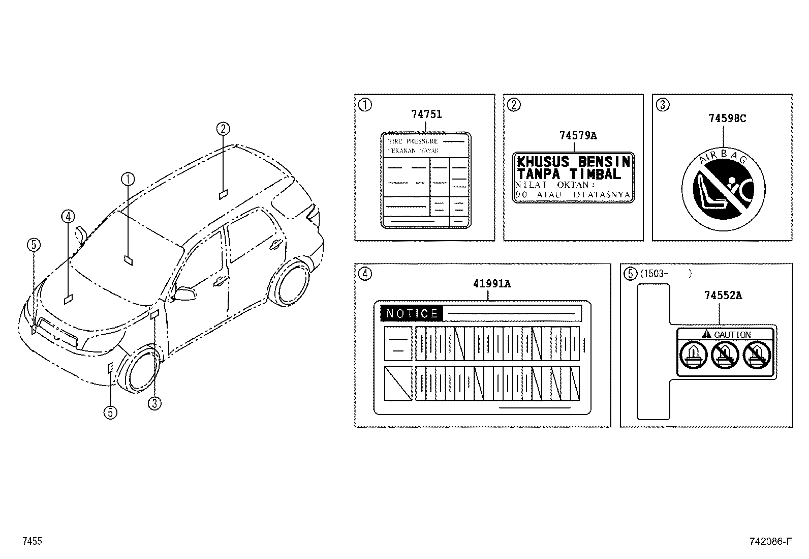 42661-BZ830 LABEL, TIRE PRESSURE INFORMATION product image