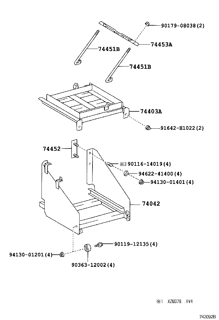 74042-37181 BRACKET SUB-ASSY, BATTERY product image