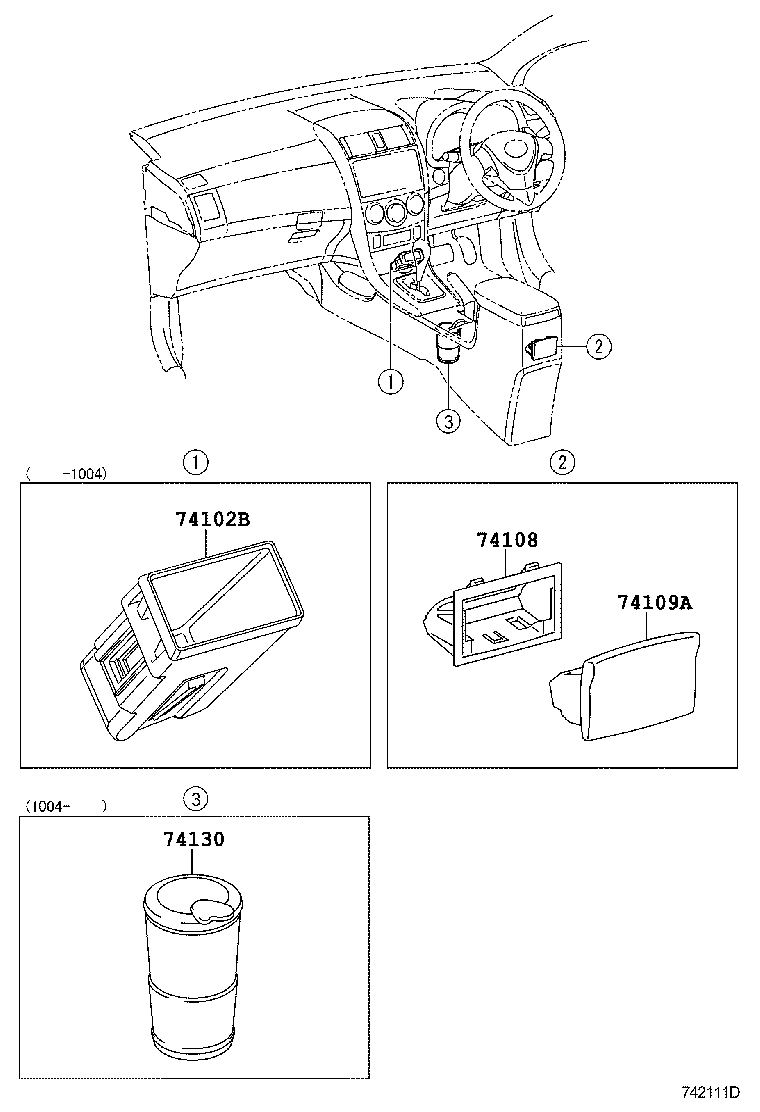 74102-12410 BOX SUB-ASSY, FRONT ASH RECEPTACLE product image