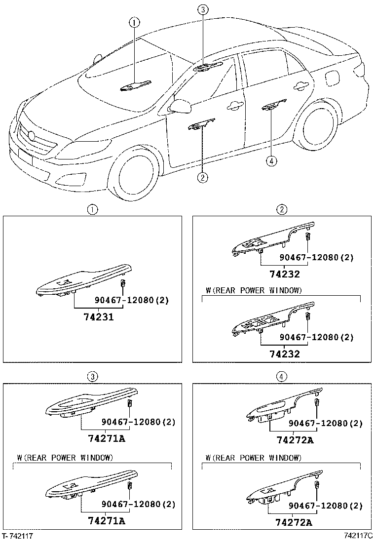 74232-12640-B0 PANEL, FRONT ARMREST BASE, UPPER LH product image