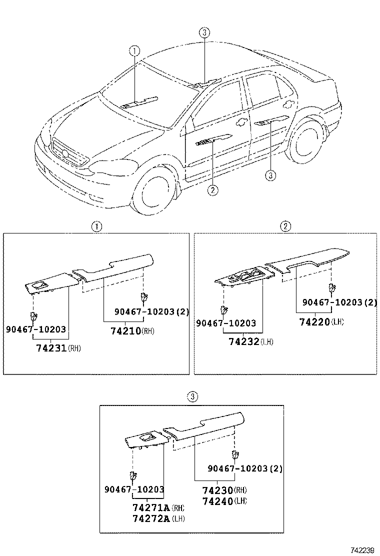 74232-02450-B0 PANEL, FRONT ARMREST BASE, UPPER LH product image
