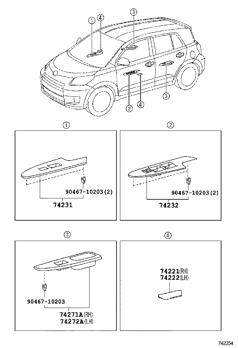74232-52500 PANEL, FRONT ARMREST BASE, UPPER LH product image