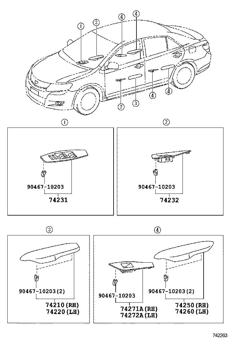 74232-20360-C0 PANEL, FRONT ARMREST BASE, UPPER LH product image