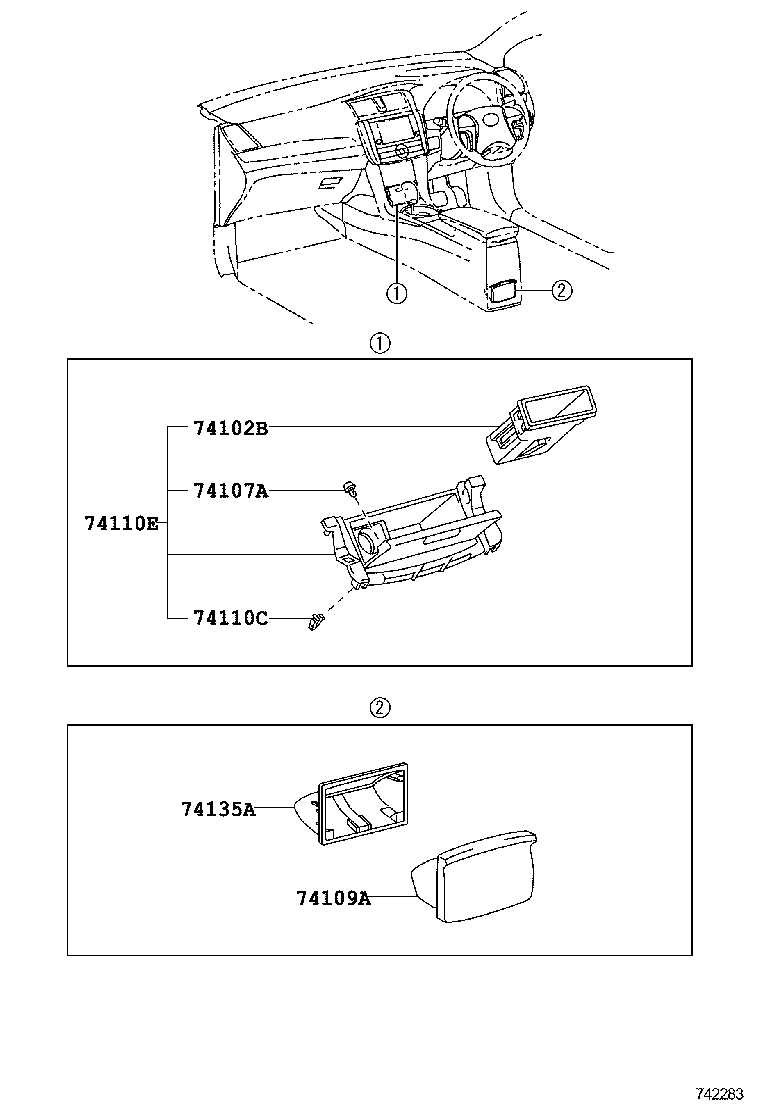 74110-20170-C0 RECEPTACLE ASSY, FRONT ASH product image