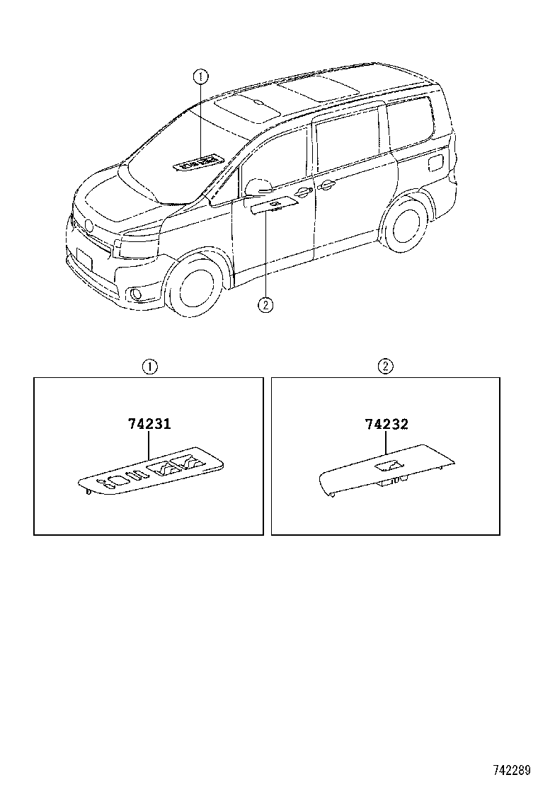 74232-28611 PANEL, FRONT ARMREST BASE, UPPER LH product image