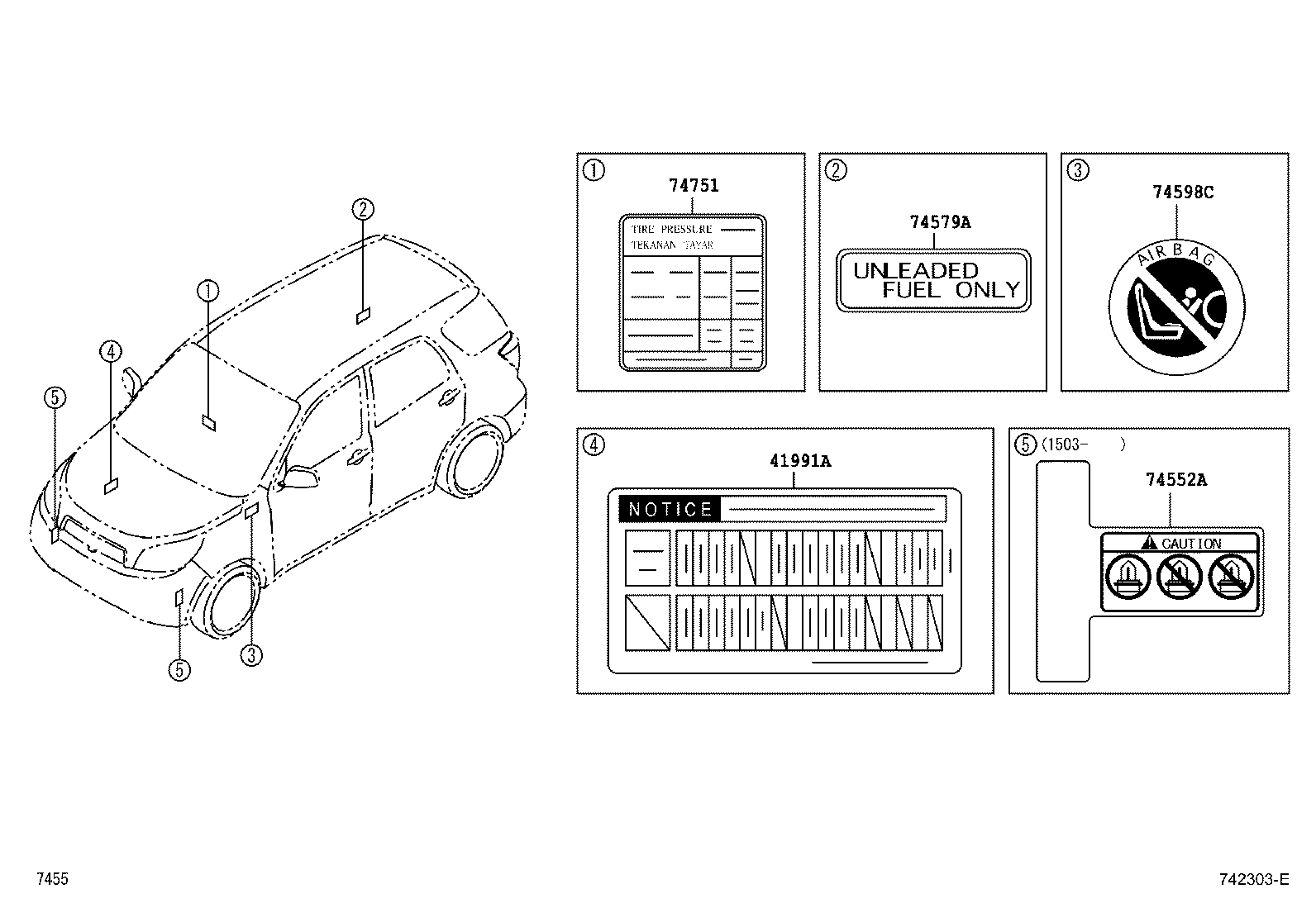 42661-BZ830 LABEL, TIRE PRESSURE INFORMATION product image