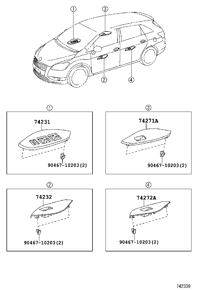 74231-72010 PANEL, FRONT ARMREST BASE, UPPER RH product image