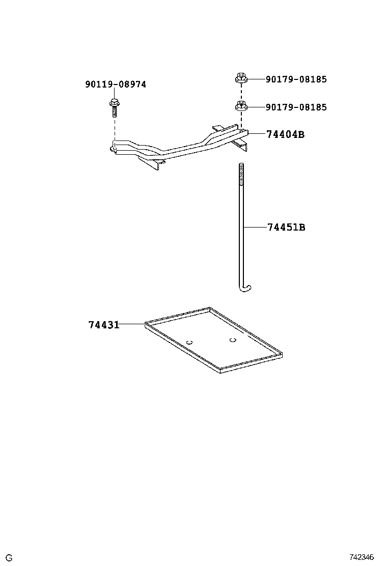 74451-60080 BOLT, BATTERY CLAMP product image