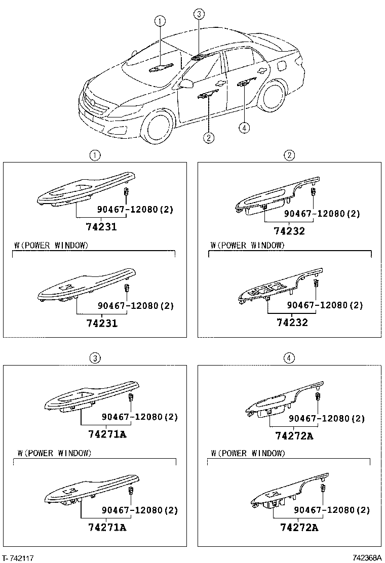 74231-12840-B0 PANEL, FRONT ARMREST BASE, UPPER RH product image