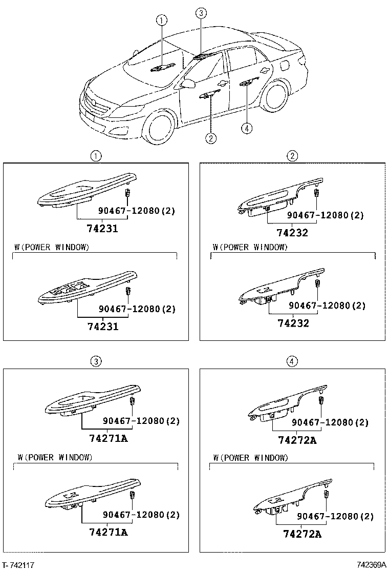 74231-12840-B0 PANEL, FRONT ARMREST BASE, UPPER RH product image