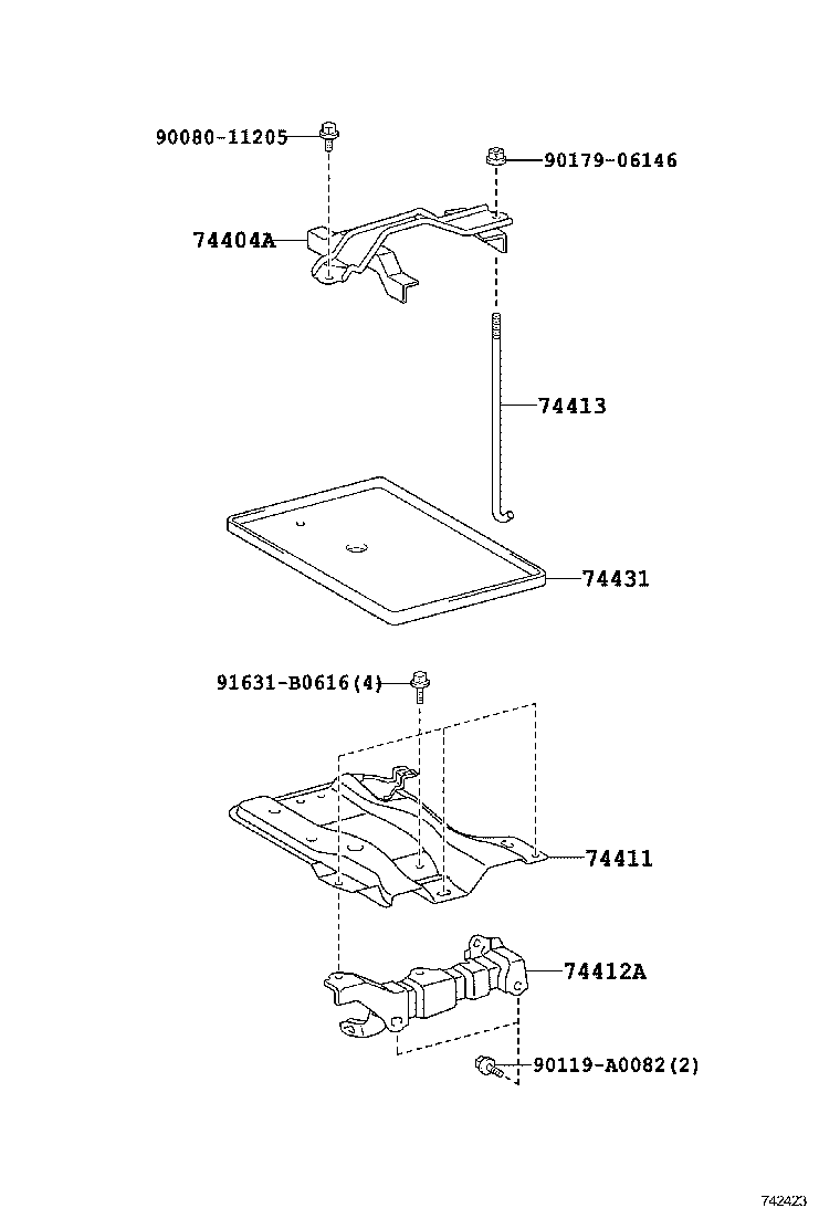 74404-02190 CLAMP SUB-ASSY, BATTERY product image