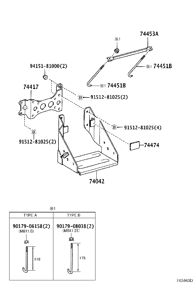 74417-25100 BRACKET, BATTERY CARRIER product image