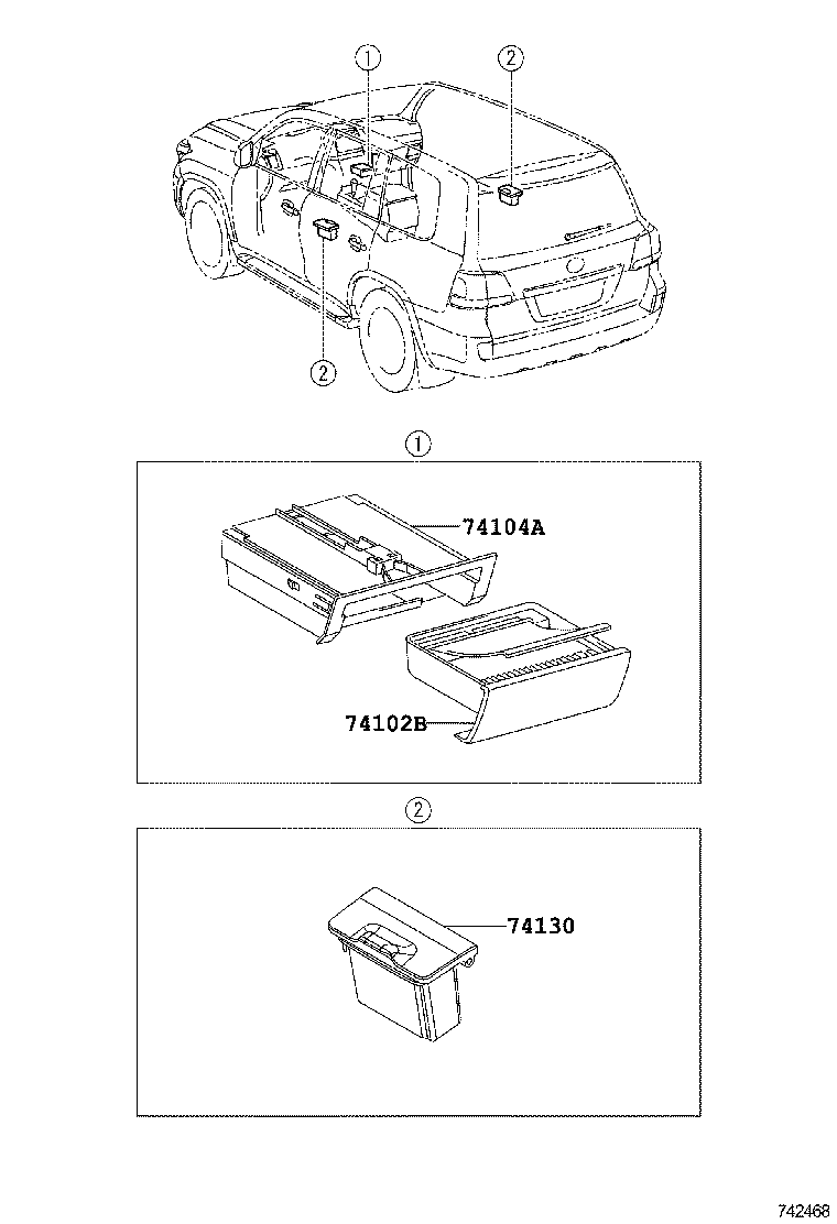 74130-60130-C0 RECEPTACLE ASSY, REAR ASH product image