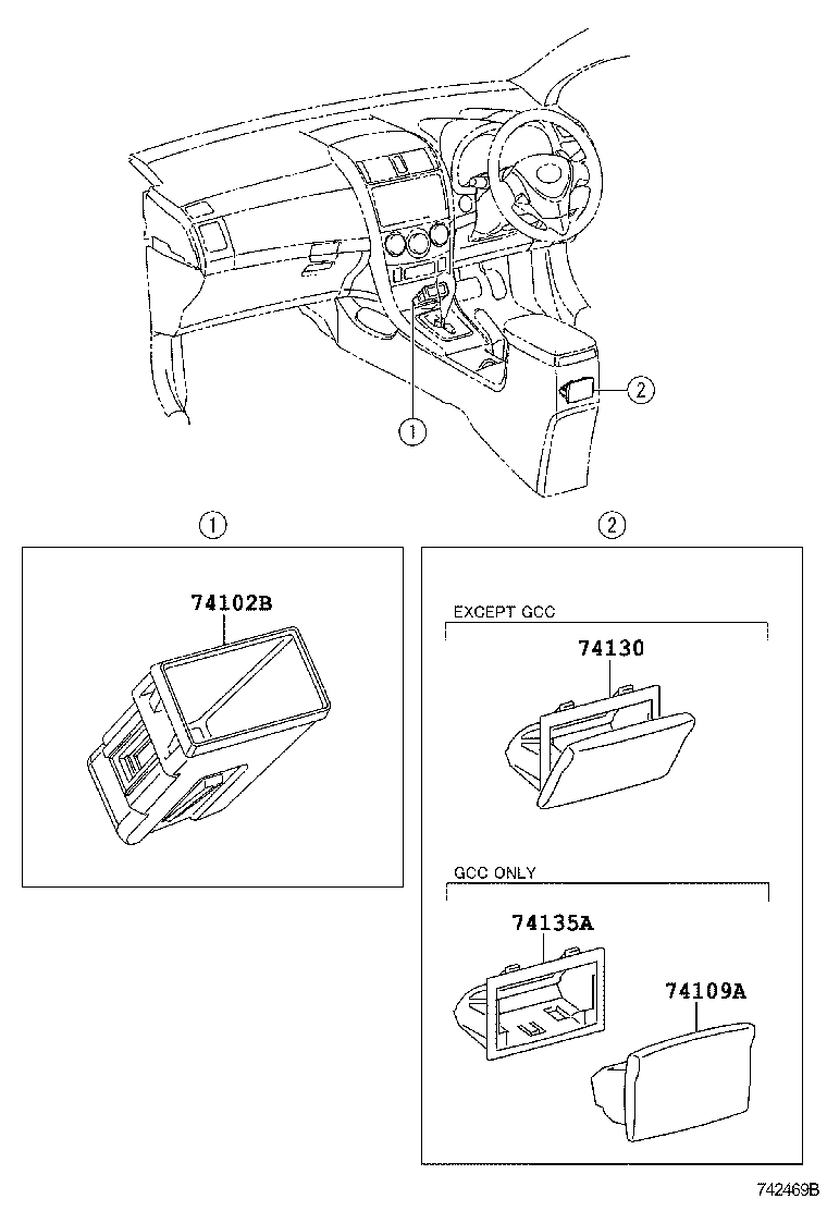 74102-02240 BOX SUB-ASSY, FRONT ASH RECEPTACLE product image