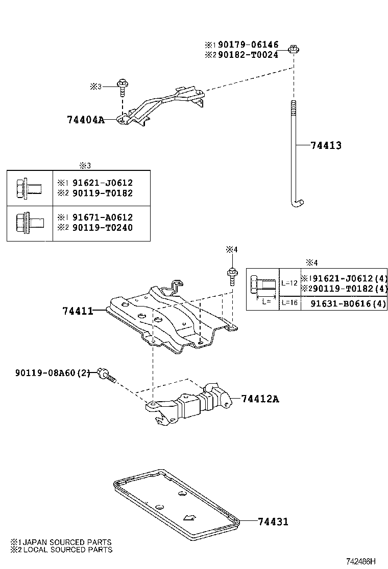 74451-02110 BOLT, BATTERY CLAMP product image