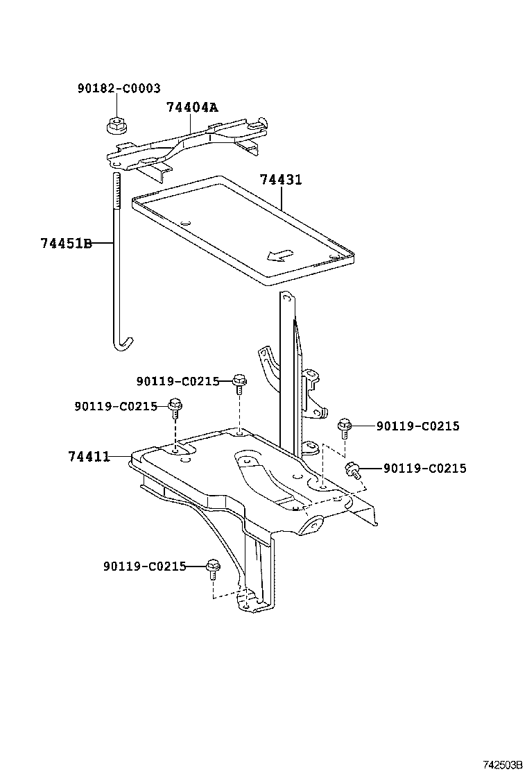74431-0D140 TRAY, BATTERY product image