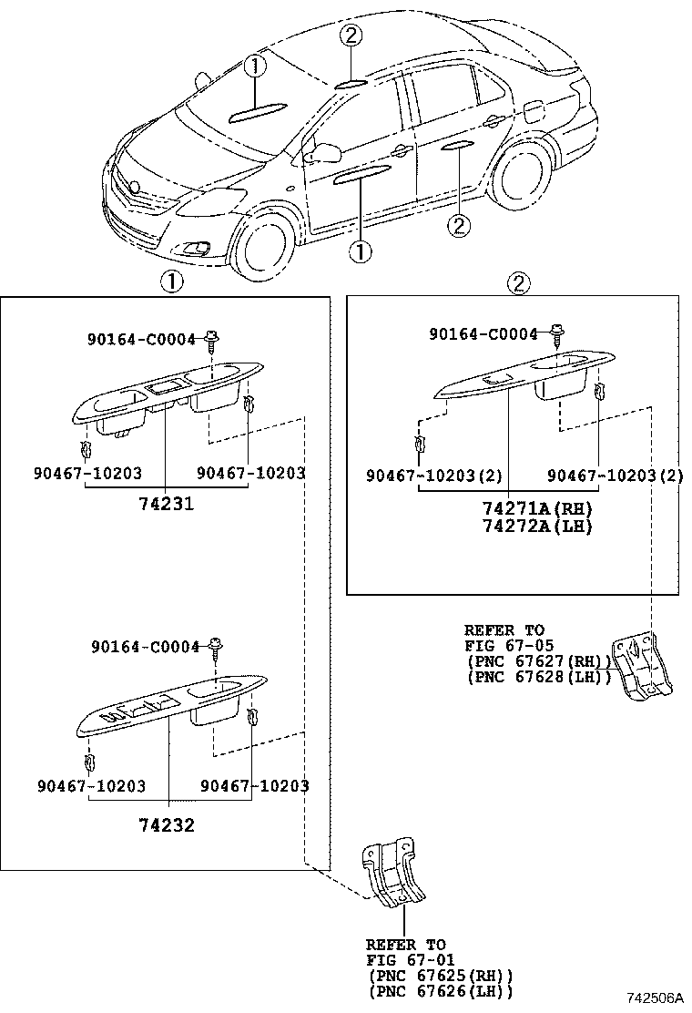 74271-0D040-B0 PANEL, REAR DOOR ARMREST BASE, UPPER RH product image