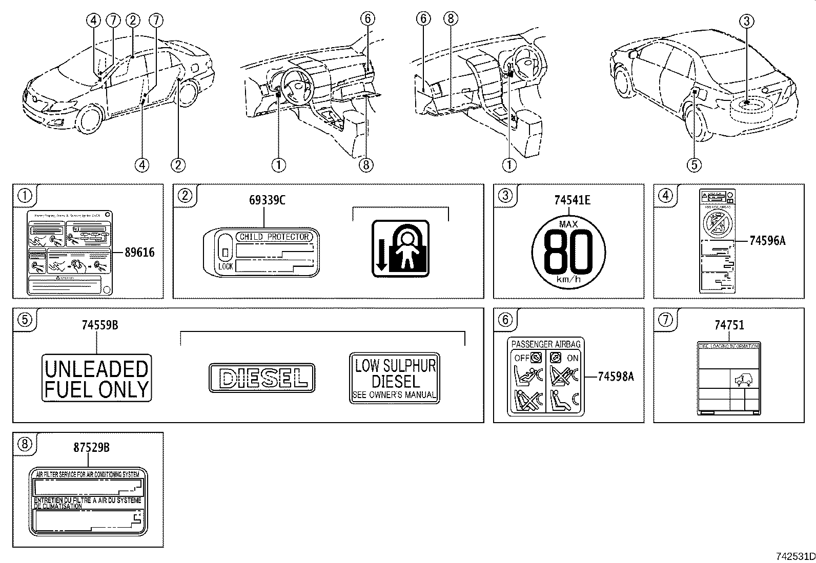 87529-02060 LABEL, A/C FILTER INFORMATION product image