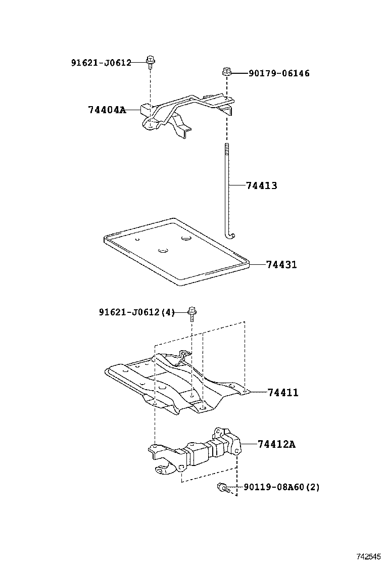 74451-02100 BOLT, BATTERY CLAMP product image