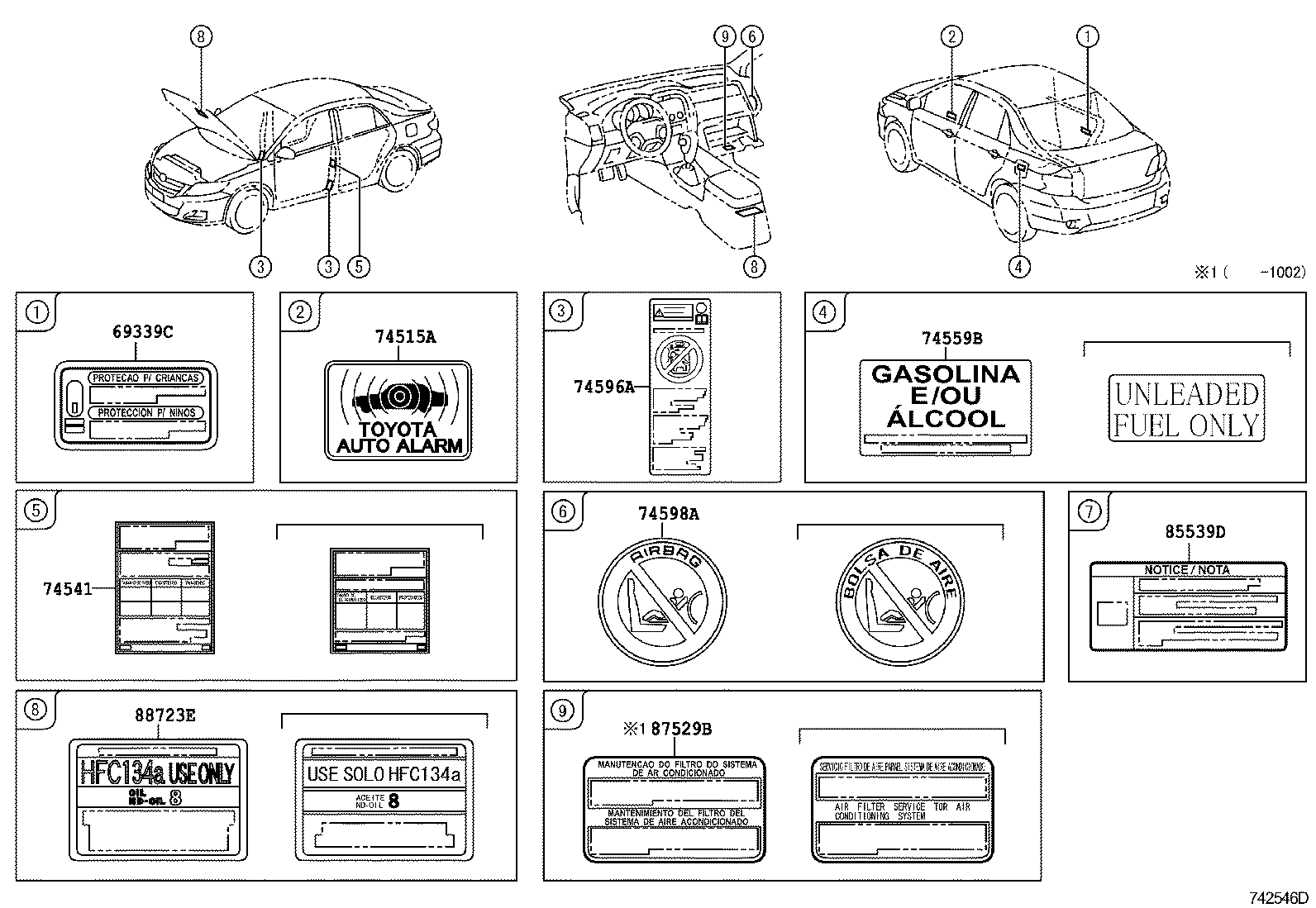 Toyota 74596-02050 LABEL, SIDE AIR BAG CAUTION