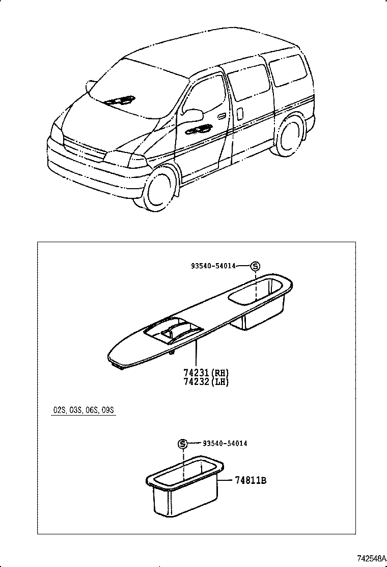 74232-26140 PANEL, FRONT ARMREST BASE, UPPER LH product image