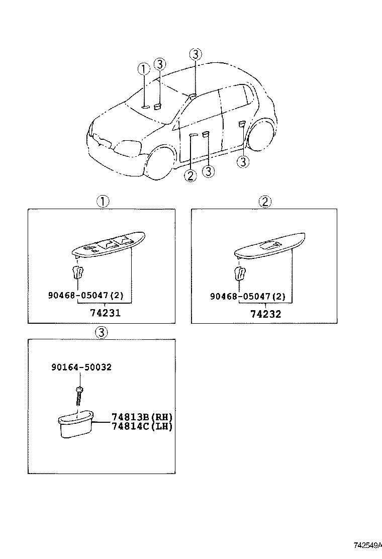 74240-52050 PANEL, FRONT ARMREST BASE, UPPER LH product image