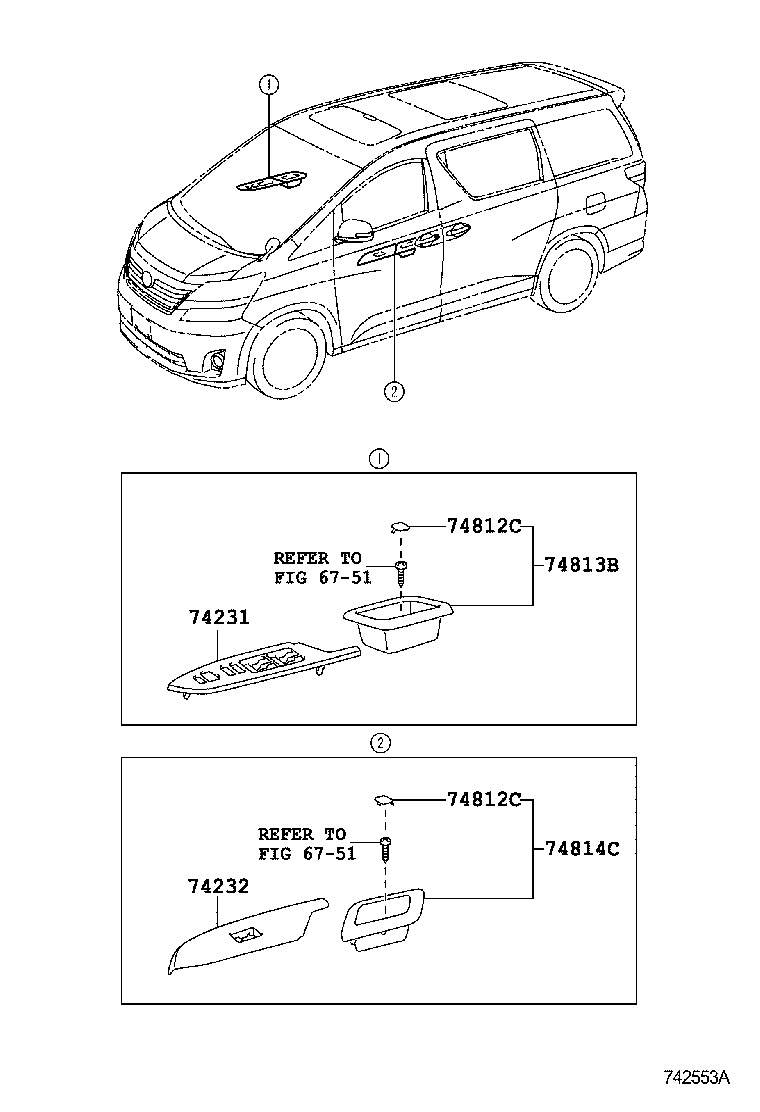 74232-58170 PANEL, FRONT ARMREST BASE, UPPER LH product image