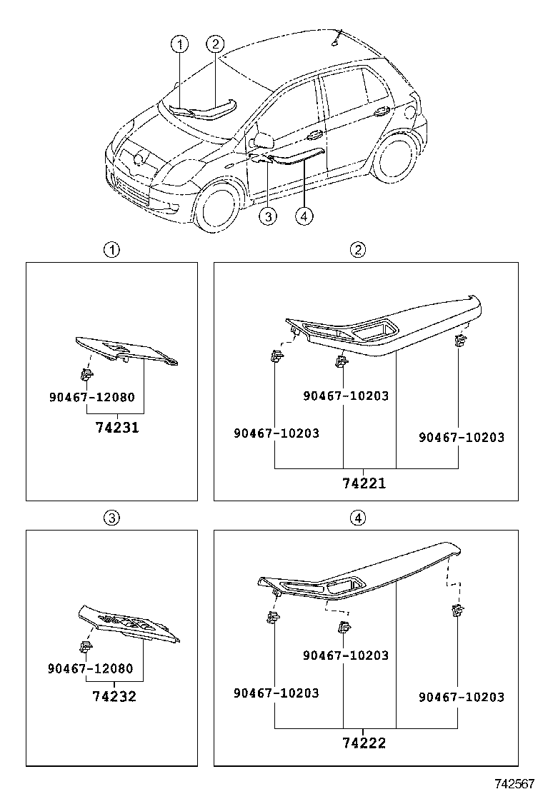 74232-0D280-B0 PANEL, FRONT ARMREST BASE, UPPER LH product image