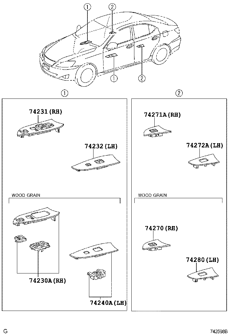74232-53550 PANEL, FRONT ARMREST BASE, UPPER LH product image