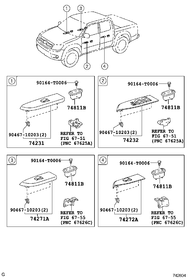 74232-0K150 PANEL, FRONT ARMREST BASE, UPPER LH product image