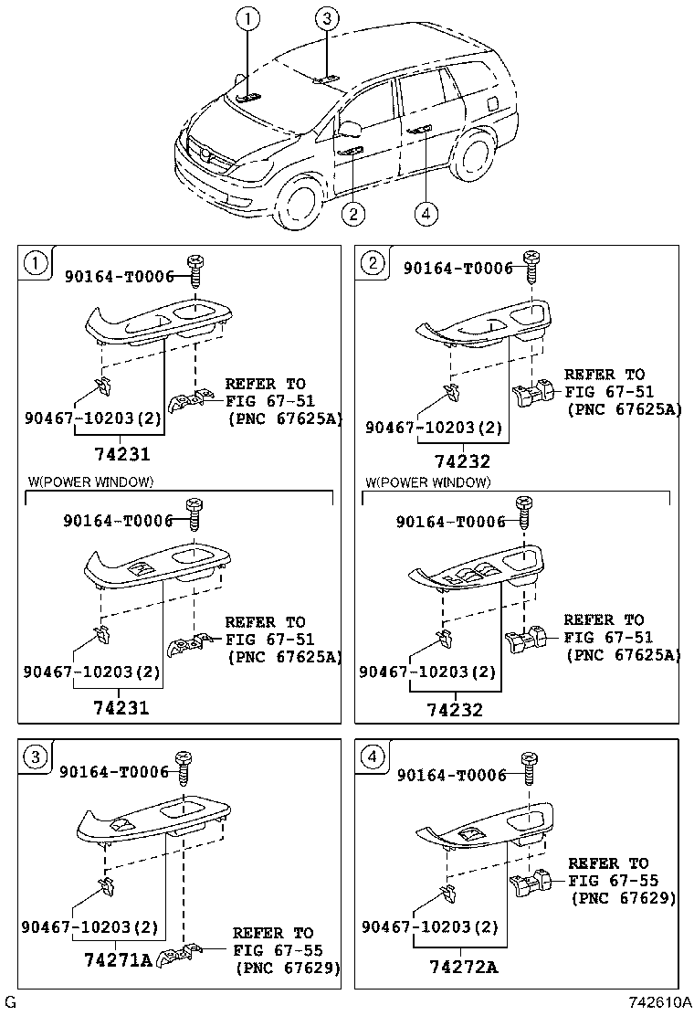 74232-0K280 PANEL, FRONT ARMREST BASE, UPPER LH product image