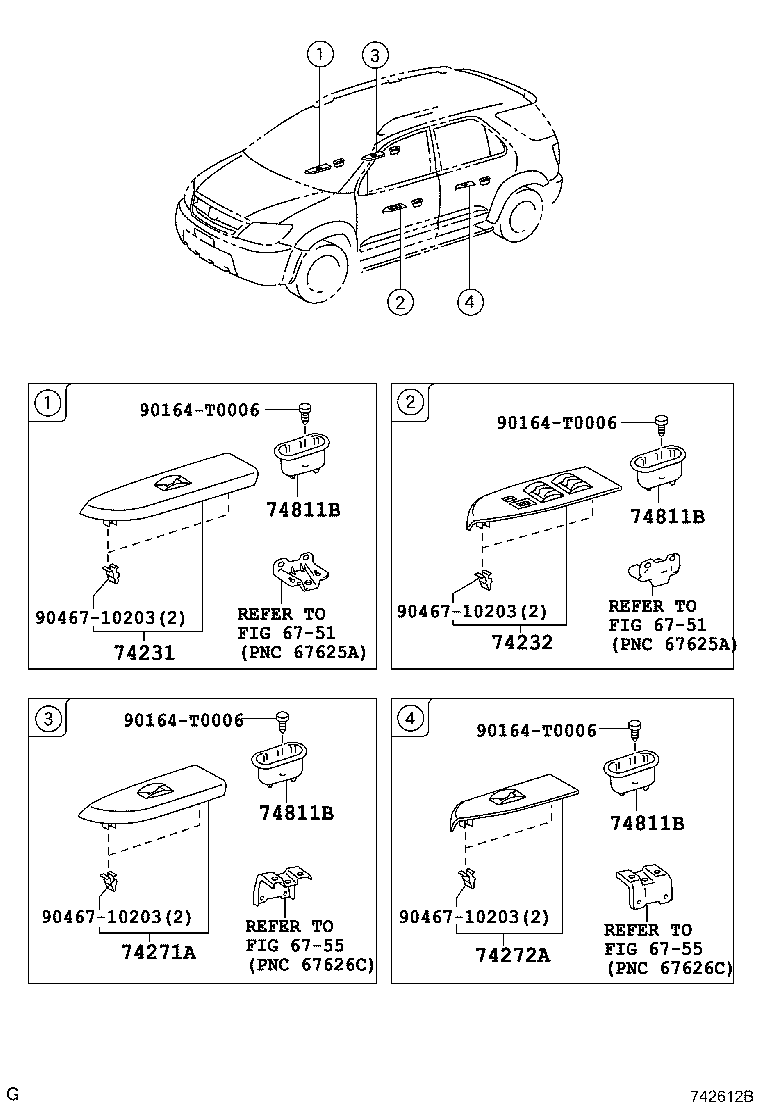 74231-0K400 PANEL, FRONT ARMREST BASE, UPPER RH product image