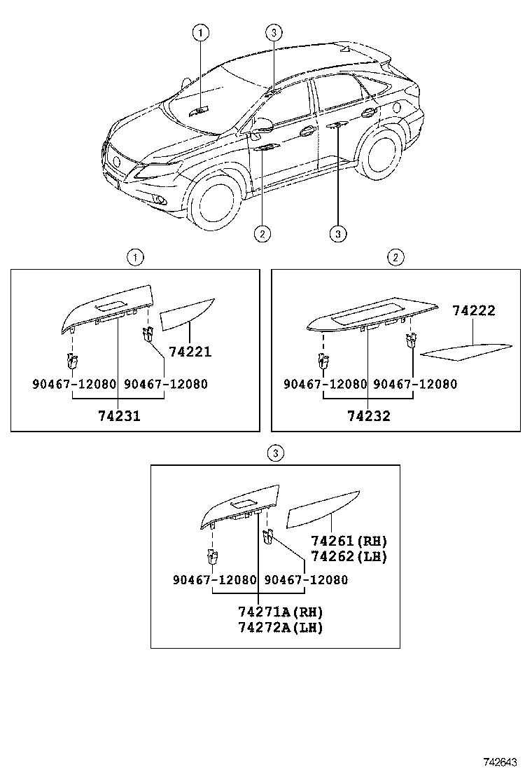 74261-0E020-C0 COVER, REAR DOOR ARMREST, RH product image