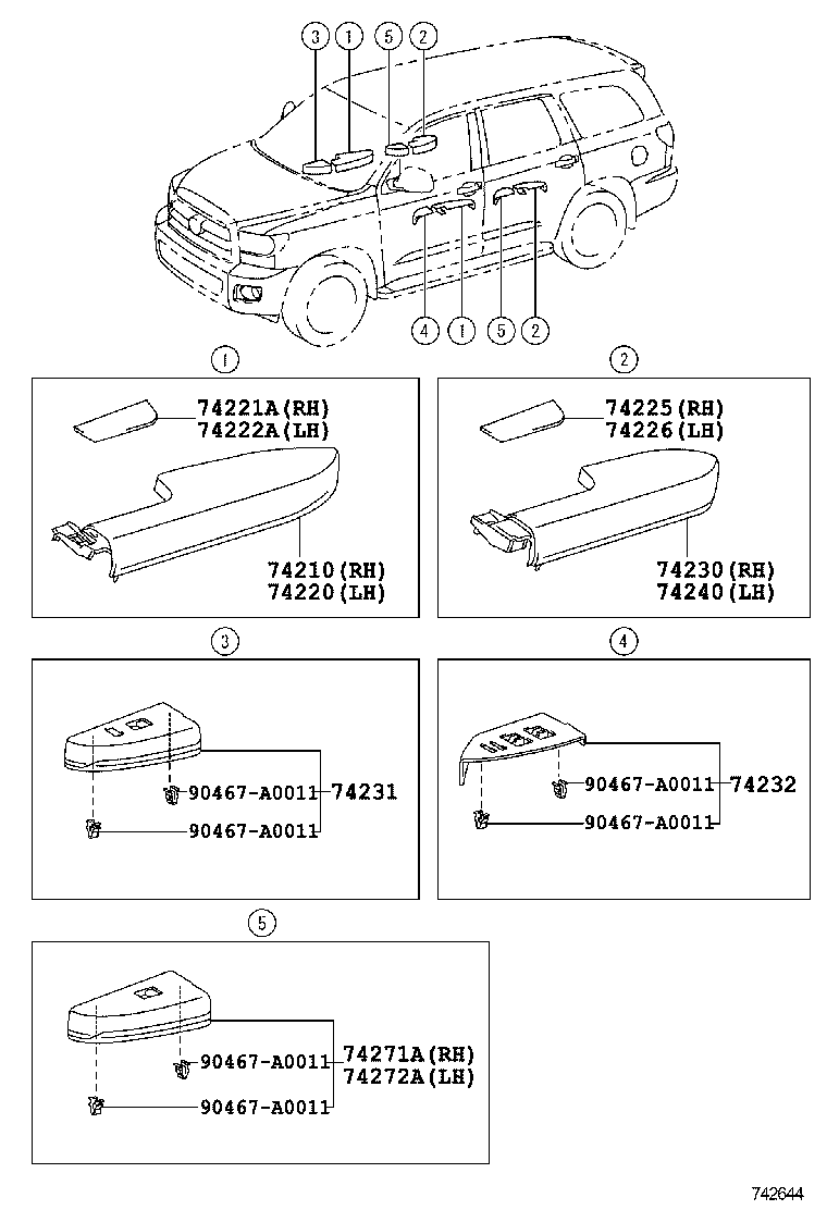 74232-0C130 PANEL, FRONT ARMREST BASE, UPPER LH product image