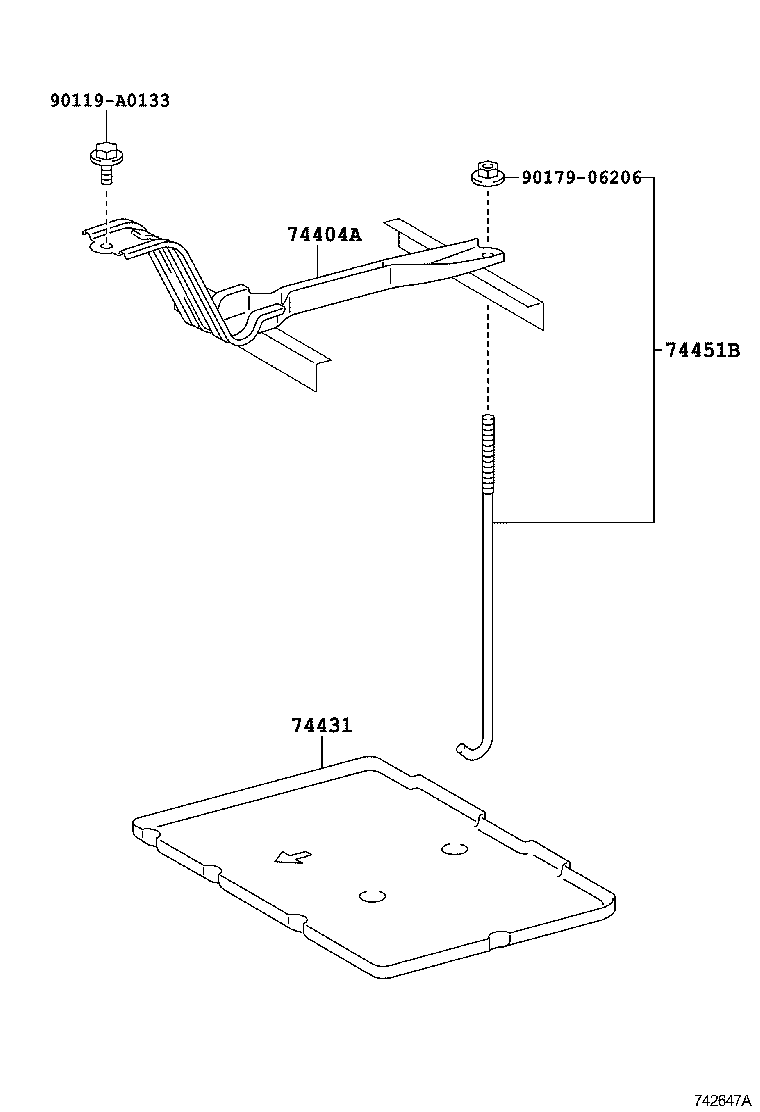 74404-0E020 CLAMP SUB-ASSY, BATTERY product image