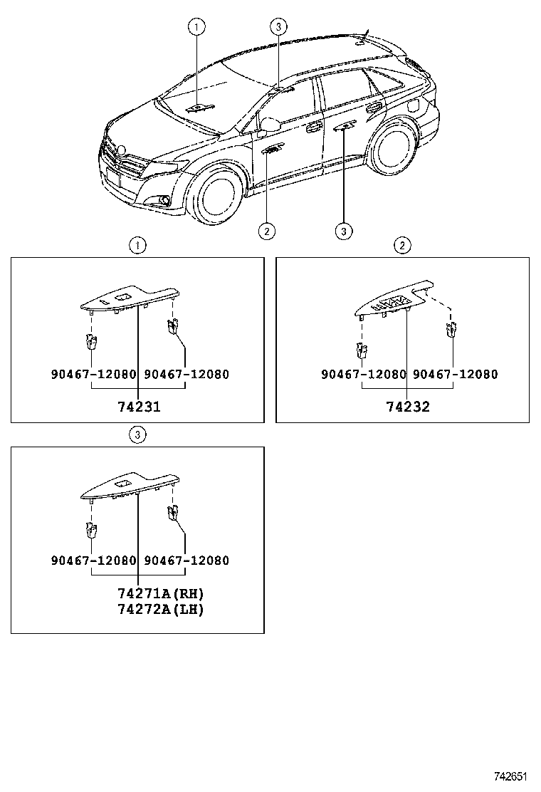 74271-0T040-B0 PANEL, REAR DOOR ARMREST BASE, UPPER RH product image