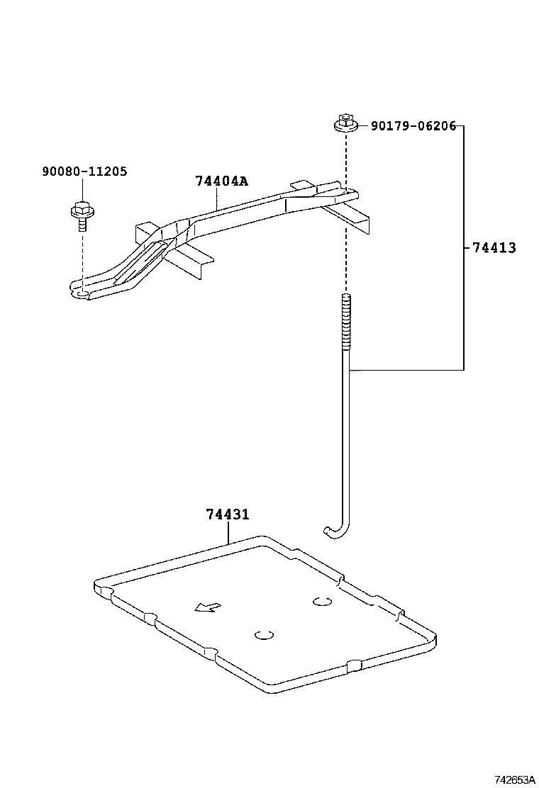 Toyota 74431-0T010 TRAY, BATTERY