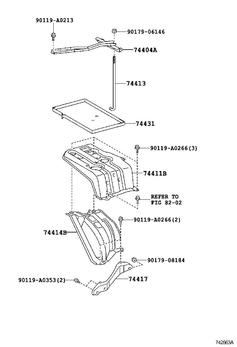 Toyota 74417-0R010 BRACKET, BATTERY CARRIER
