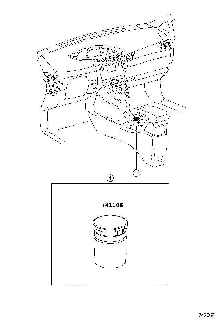 74110-02050 RECEPTACLE ASSY, FRONT ASH product image