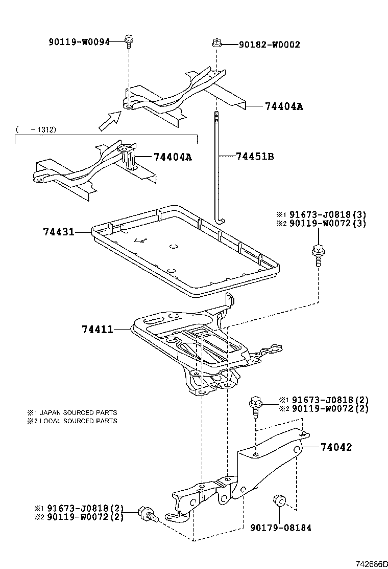 74451-02140 BOLT, BATTERY CLAMP product image