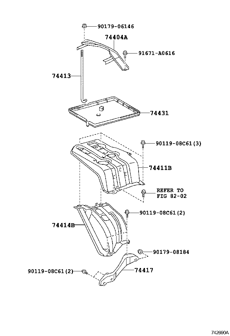74410-42010 BRACKET, BATTERY, FRONT product image